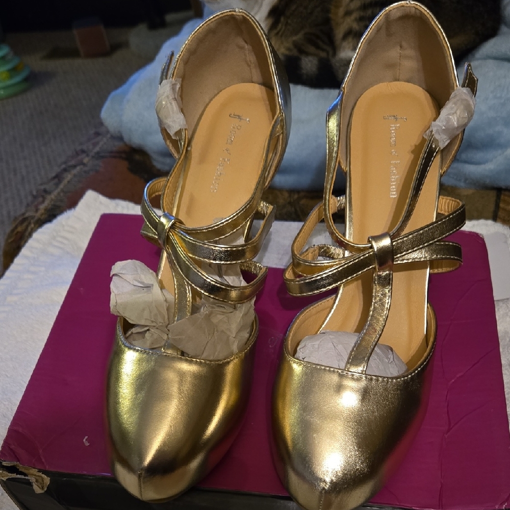 Elegant Gold Heels by